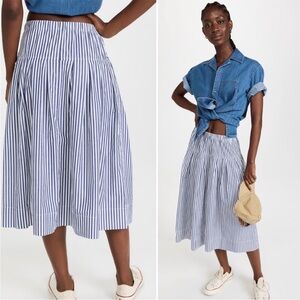ALEX MILL June Striped Midi Skirt A-Line